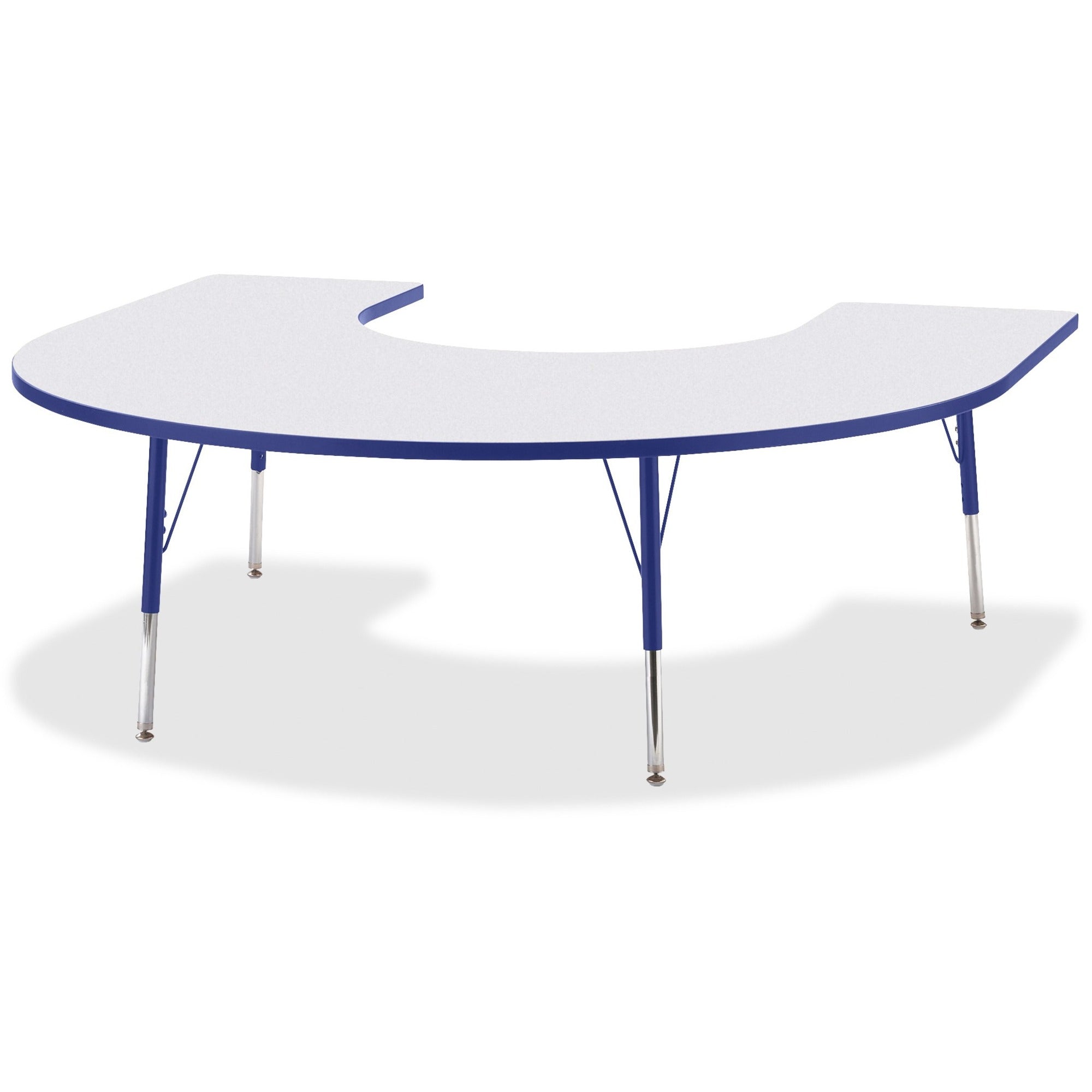 Berries® Horseshoe Activity Table - 66" X 60", A-height - Freckled Gray/Blue/Gray