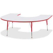 Berries® Horseshoe Activity Table - 66" X 60", A-height - Freckled Gray/Red/Gray