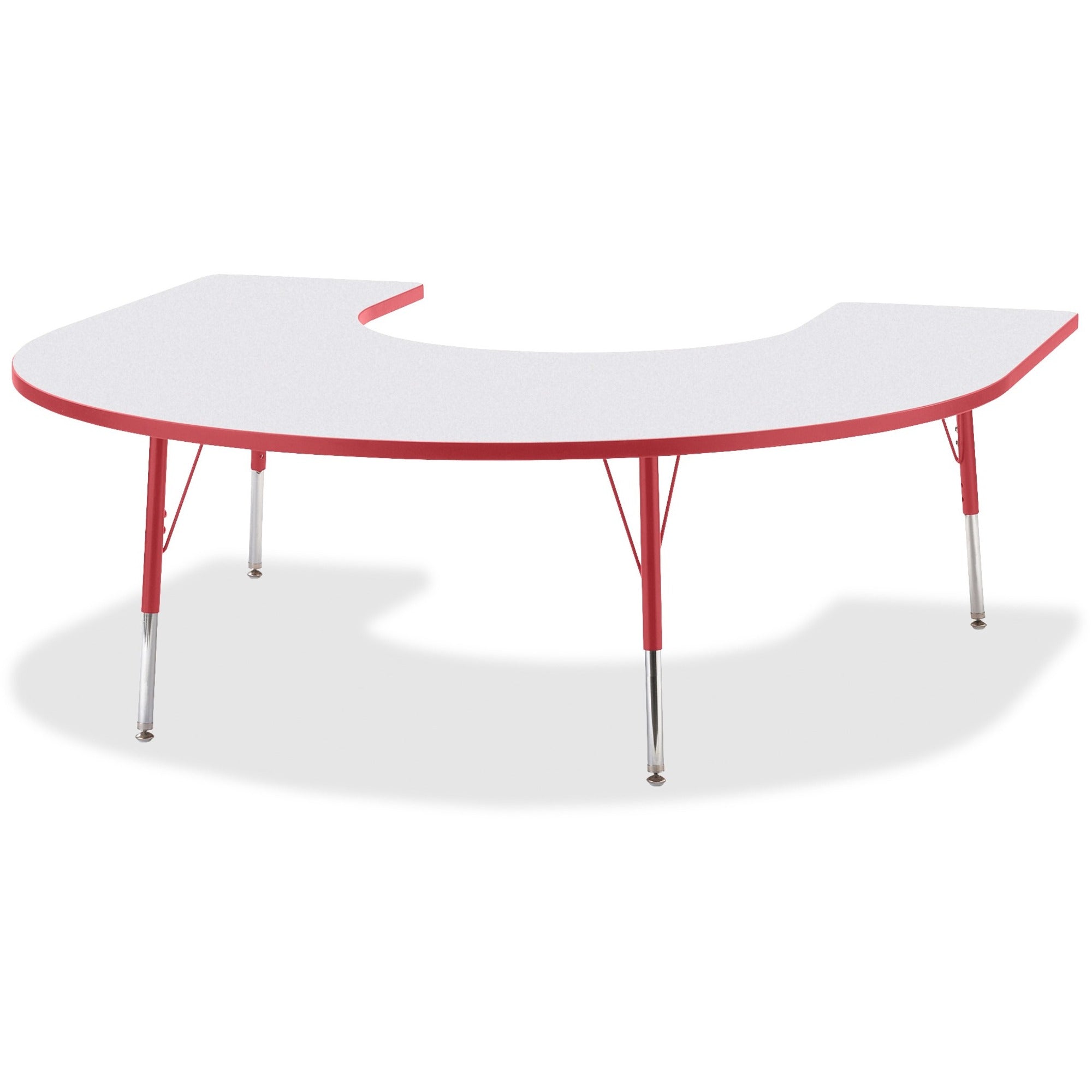 Berries® Horseshoe Activity Table - 66" X 60", A-height - Freckled Gray/Red/Gray