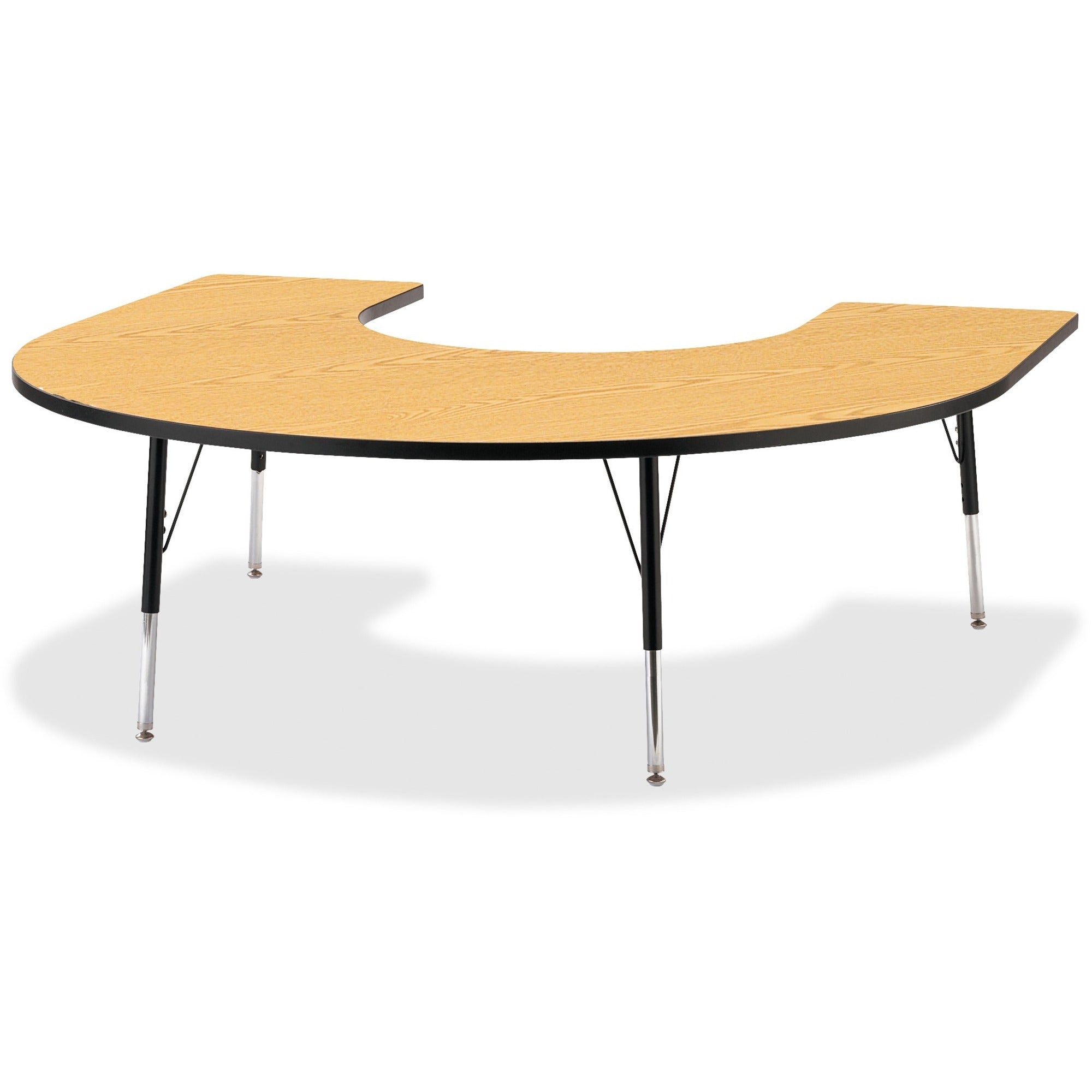 Berries® Horseshoe Activity Table - 66" X 60", A-height - Oak/Black/Black