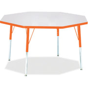 Berries® Octagon Activity Table - 48" X 48", A-height - Freckled Gray/Orange/Gray