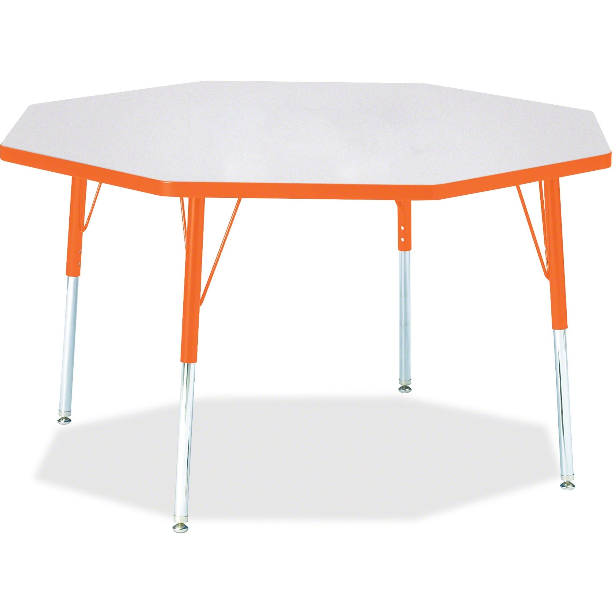Berries® Octagon Activity Table - 48" X 48", A-height - Freckled Gray/Orange/Gray