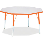 Berries® Octagon Activity Table - 48" X 48", E-height - Freckled Gray/Orange/Gray