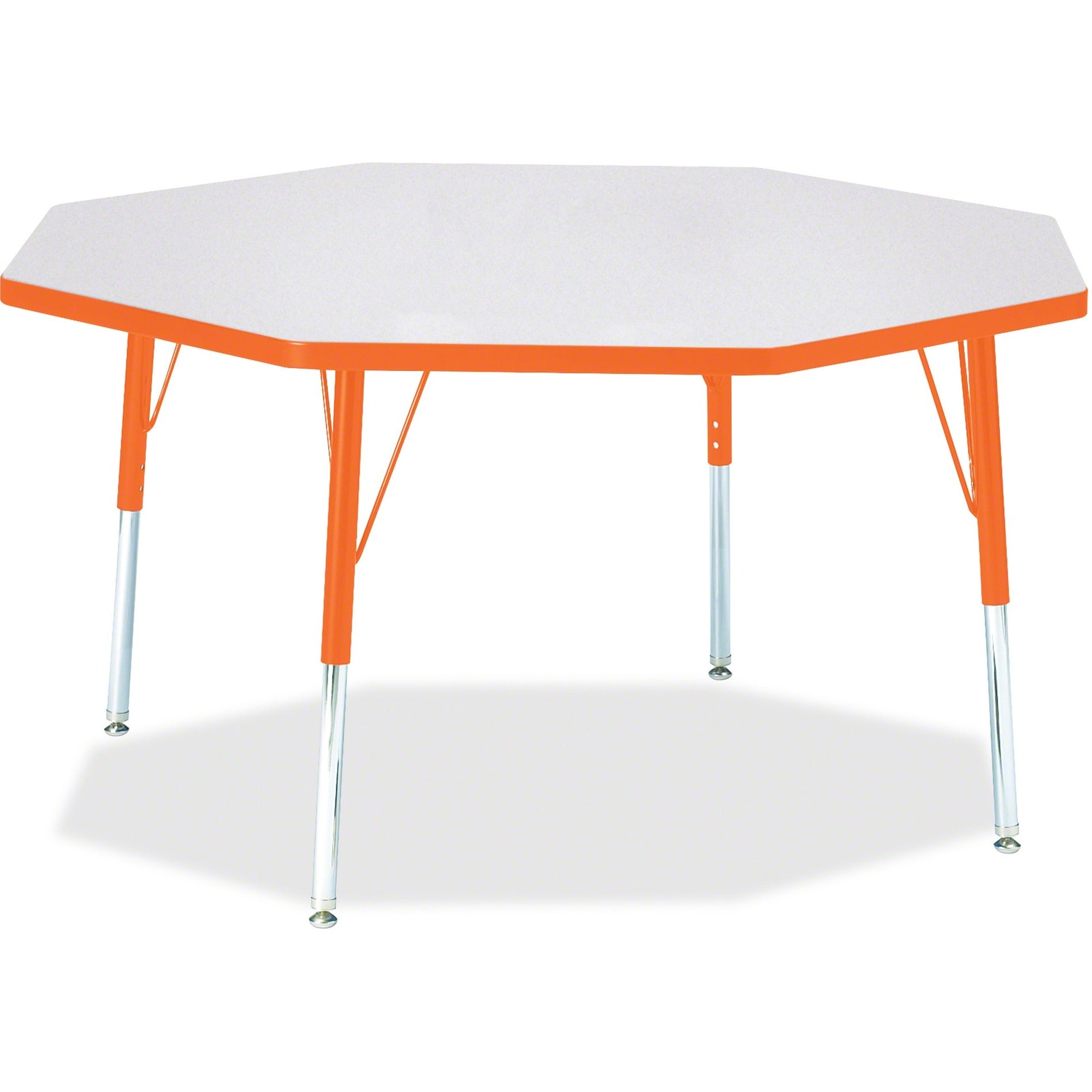 Berries® Octagon Activity Table - 48" X 48", E-height - Freckled Gray/Orange/Gray