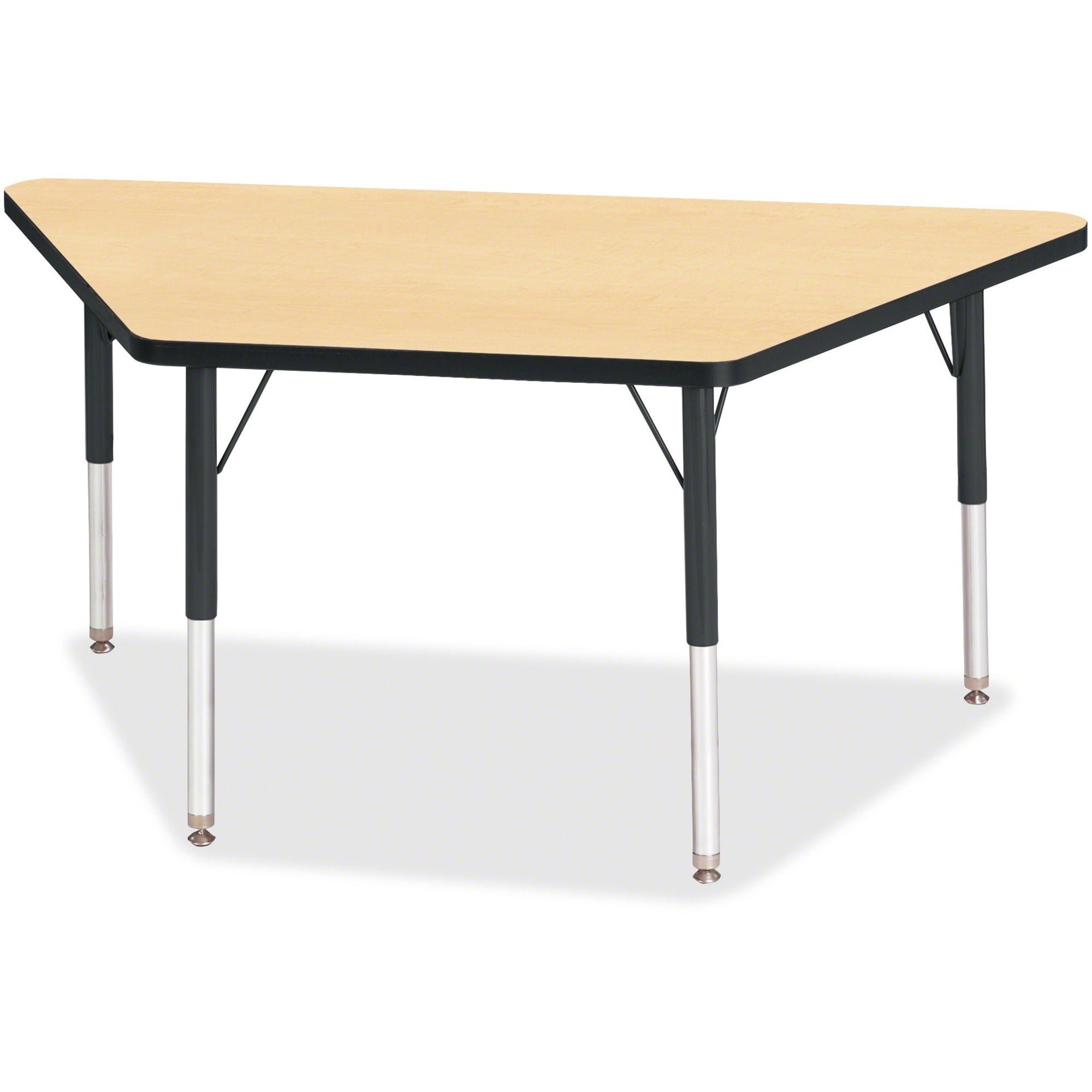 Berries® Trapezoid Activity Tables - 24" X 48", E-height - Maple/Black/Black