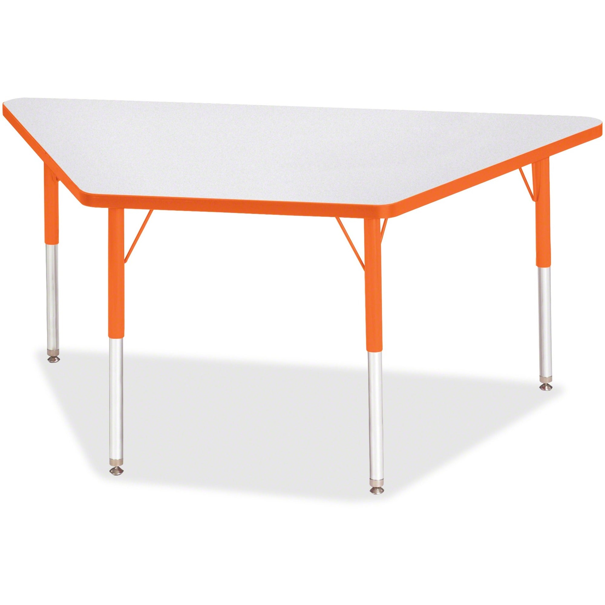 Berries® Trapezoid Activity Tables - 30" X 60", A-height - Freckled Gray/Orange/Gray