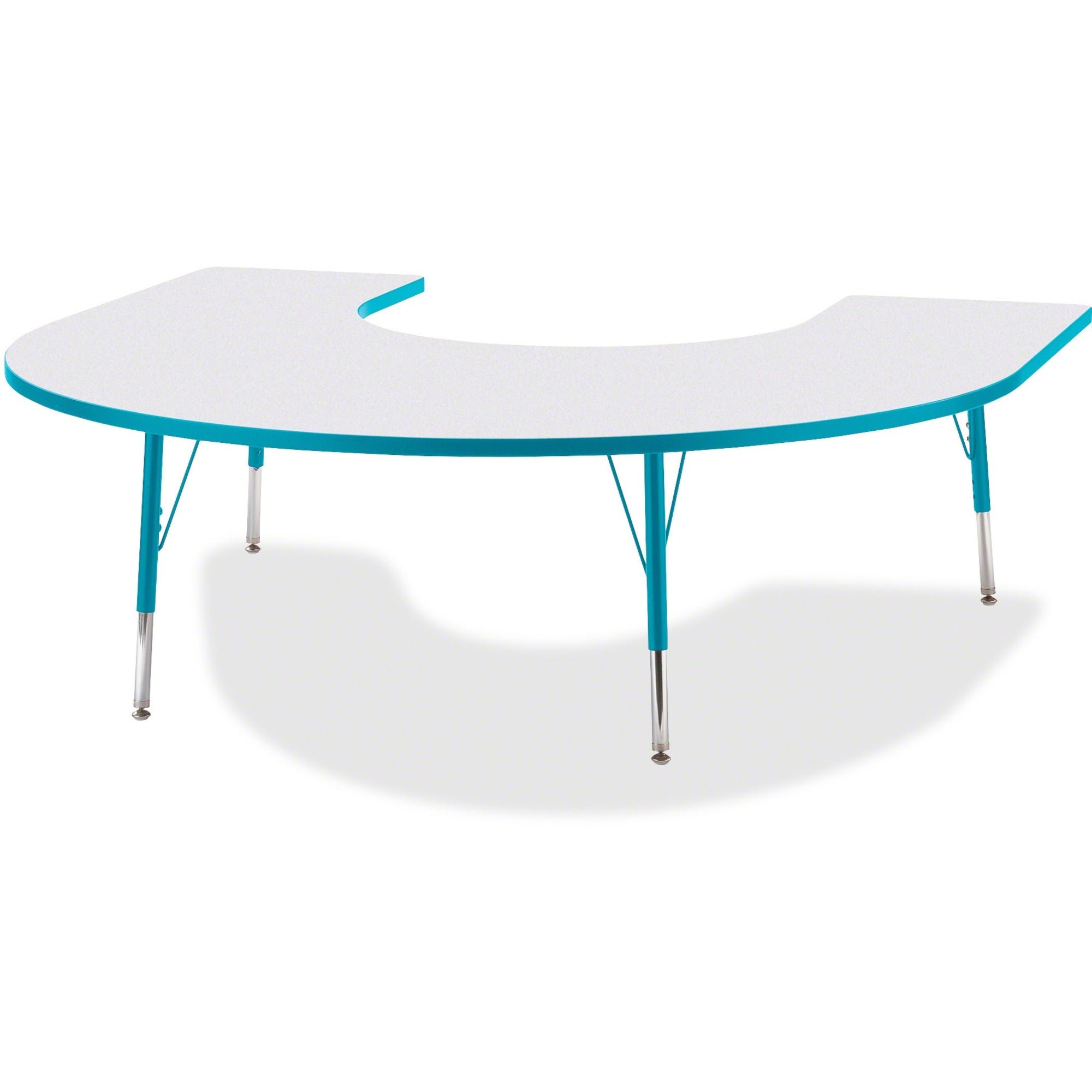 Berries® Horseshoe Activity Table - 66" X 60", E-height - Freckled Gray/Teal/Gray