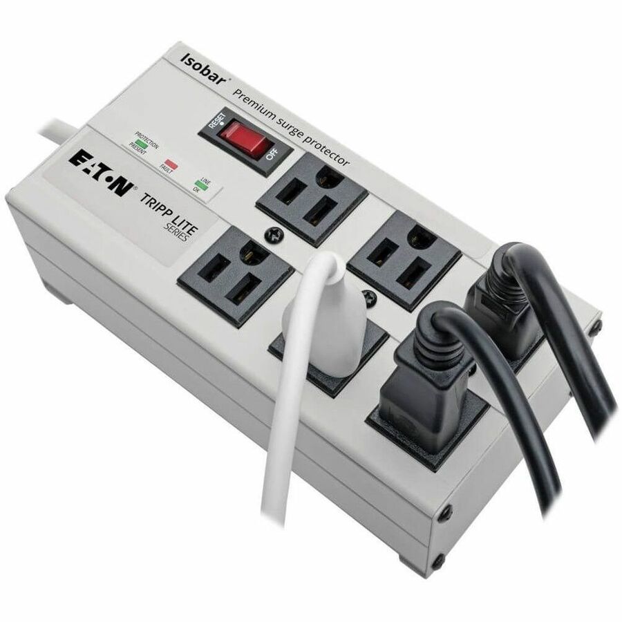Gray - NEMA 5-15P - 6 x NEMA 5-15R - 1440 VA - 3330 J - 120 V AC Input - 120 V AC Output - 61 kA - 6 ft