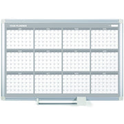 Yearly - 12 Month - White - Aluminum - 24" Height x 36" Width - Magnetic, Dry Erase Surface, Durable, Reference Calendar, Accessory Tray, Scratch Resistant, Ghost Resistant - 1 Each
