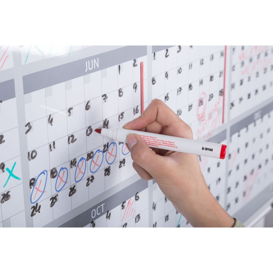 Yearly - 12 Month - White - Aluminum - 24" Height x 36" Width - Magnetic, Dry Erase Surface, Durable, Reference Calendar, Accessory Tray, Scratch Resistant, Ghost Resistant - 1 Each
