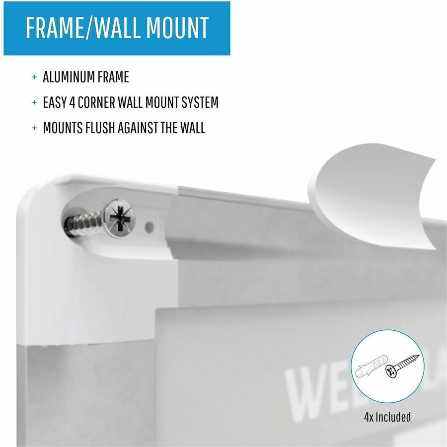 Monthly - 4 Month - Silver, White - Aluminum - 36" Height x 48" Width - Scratch Resistant, Ghost Resistant, Accessory Tray, Dry Erase Surface, Heavy Duty, Magnetic - 1 Each