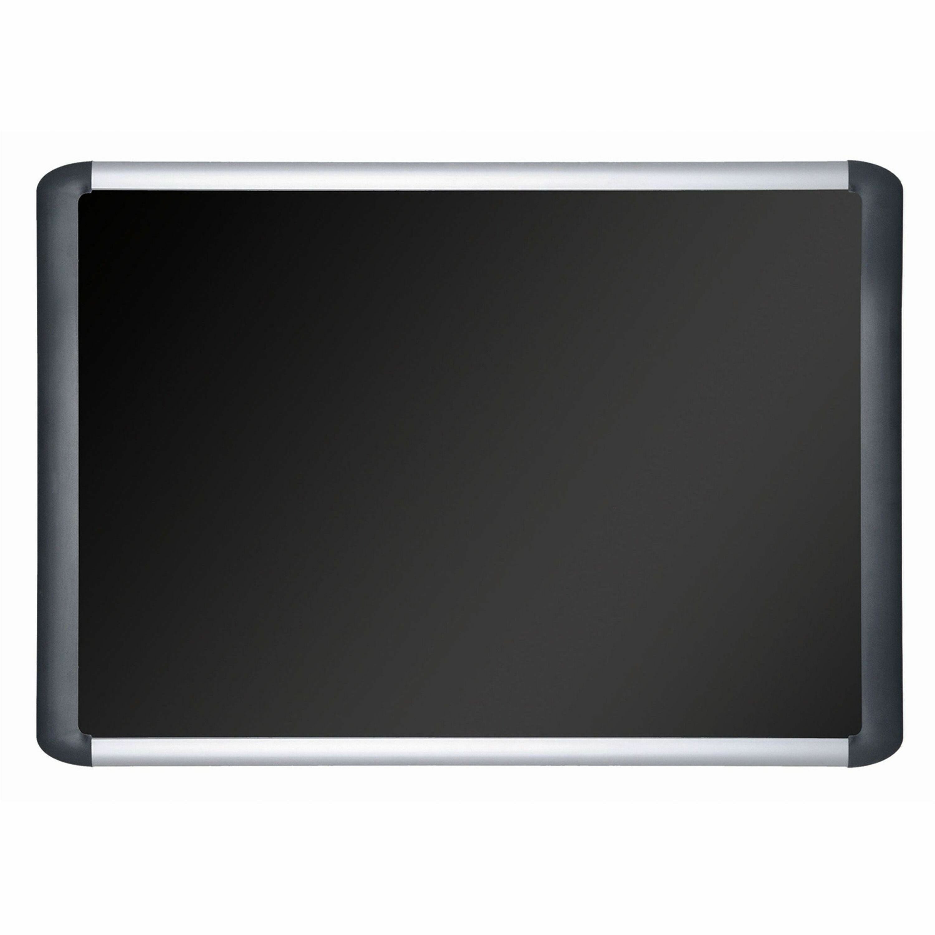 MasterVision MVI SoftTouch Deluxe Bulletin Board, 23.62" x 35.43", Black Foam Surface, Smooth, Black Aluminum Frame, 1 Each