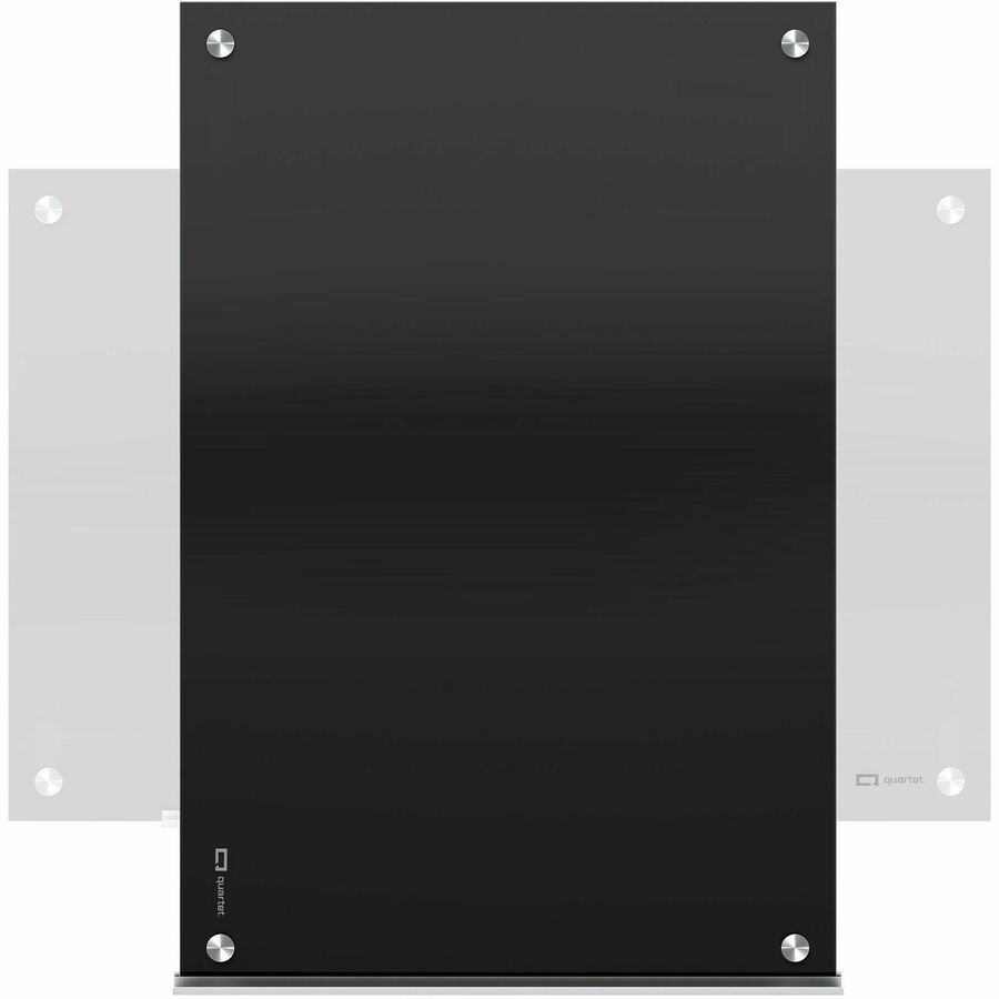 Quartet Infinity Glass Magnetic Dry-Erase Board, 48" x 36", Black Tempered Glass Surface, Black Frame, Horizontal/Vertical Orientation, Frameless, Magnetic, 1 Each