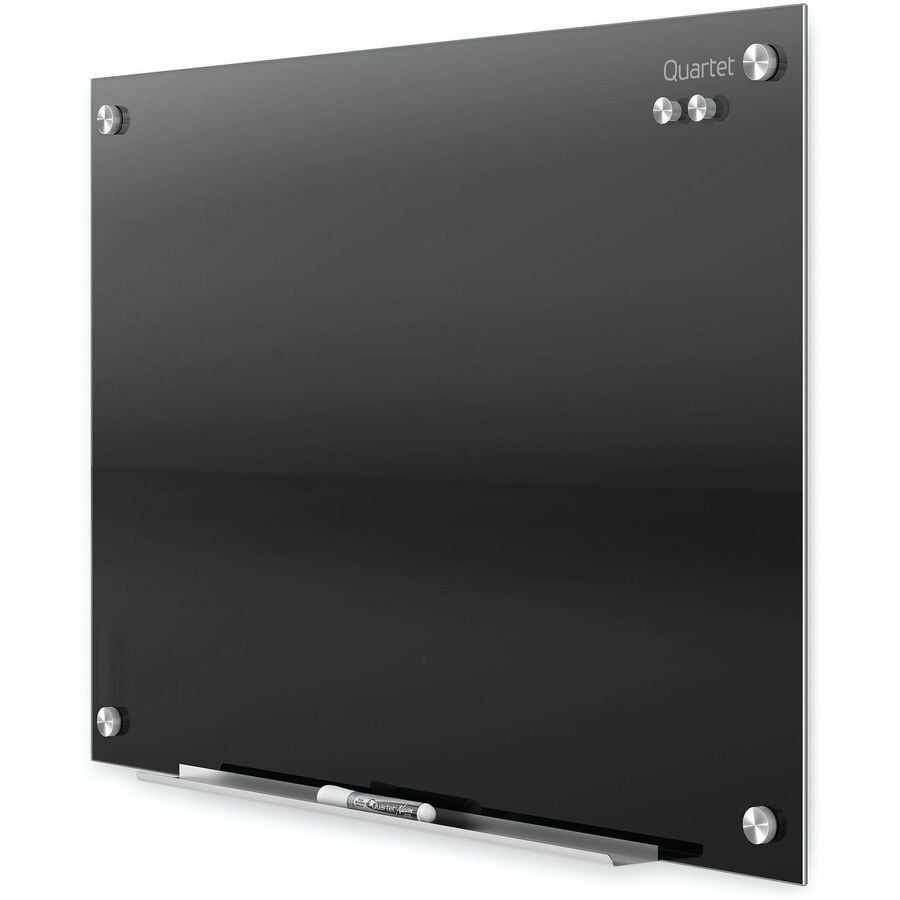 Quartet Infinity Glass Magnetic Dry-Erase Board, 48" x 36", Black Tempered Glass Surface, Black Frame, Horizontal/Vertical Orientation, Frameless, Magnetic, 1 Each