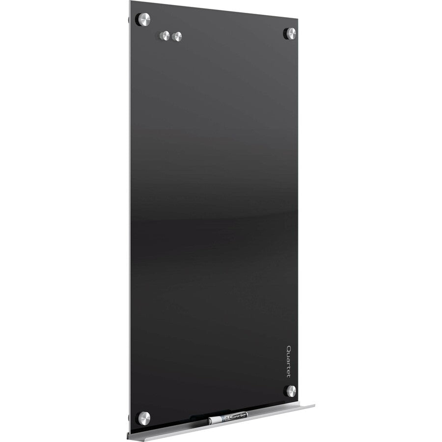 Quartet Infinity Glass Magnetic Dry-Erase Board, 72" x 48", Black Tempered Glass Surface, Black Frame, Horizontal/Vertical, Magnetic, 1 Each