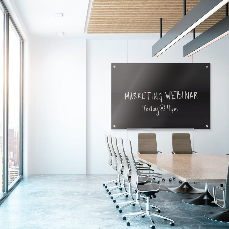 Quartet Infinity Glass Magnetic Dry-Erase Board, 72" x 48", Black Tempered Glass Surface, Black Frame, Horizontal/Vertical, Magnetic, 1 Each