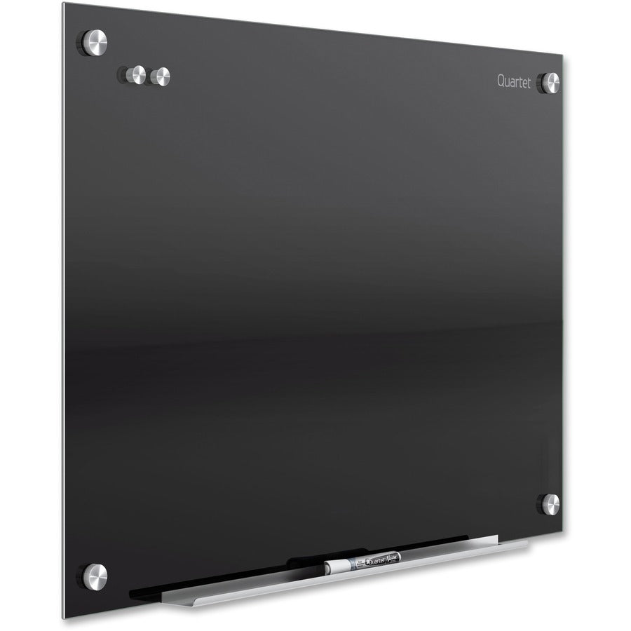 Quartet Infinity Glass Magnetic Dry-Erase Board, 72" x 48", Black Tempered Glass Surface, Black Frame, Horizontal/Vertical, Magnetic, 1 Each