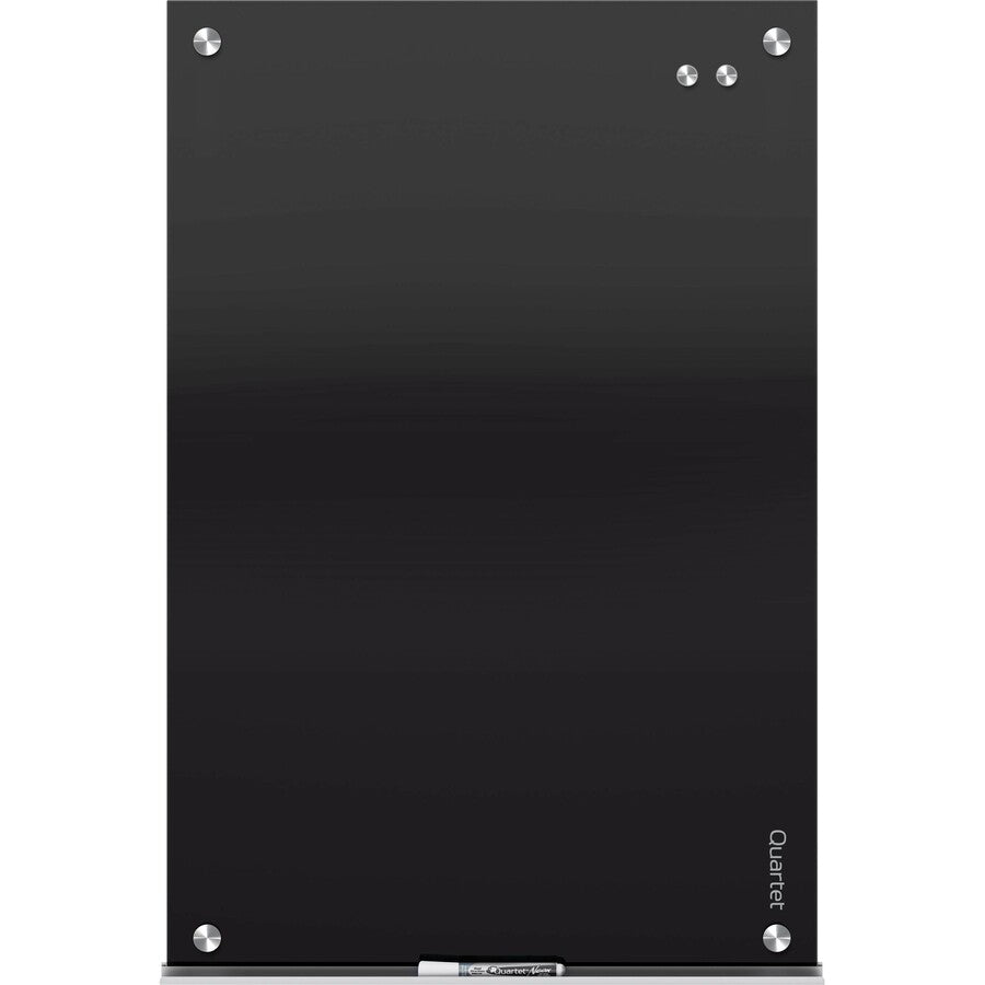 Quartet Infinity Glass Magnetic Dry-Erase Board, 72" x 48", Black Tempered Glass Surface, Black Frame, Horizontal/Vertical, Magnetic, 1 Each