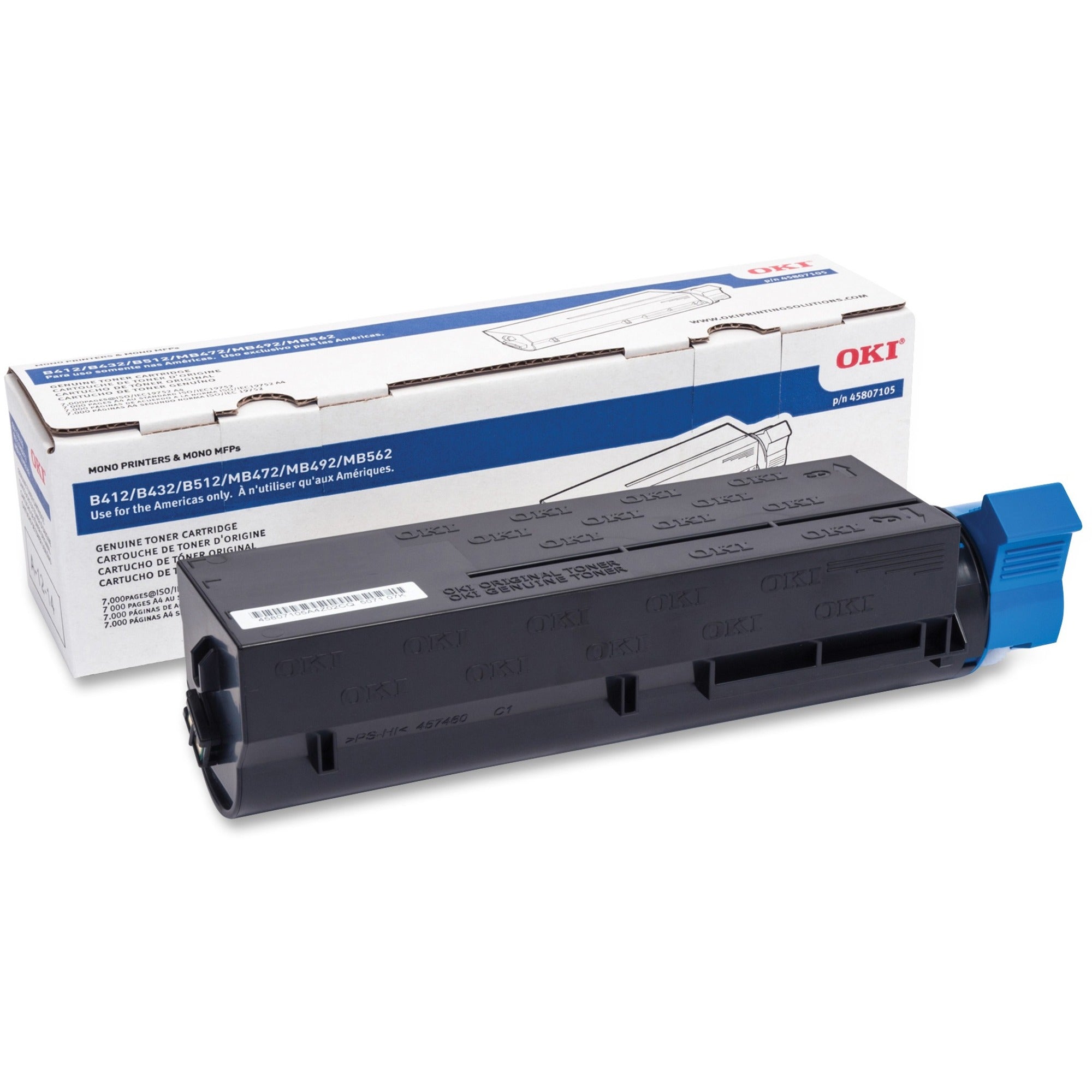 Oki Original High Yield LED Toner Cartridge, Black, 7000 Page Yield, 1 Each