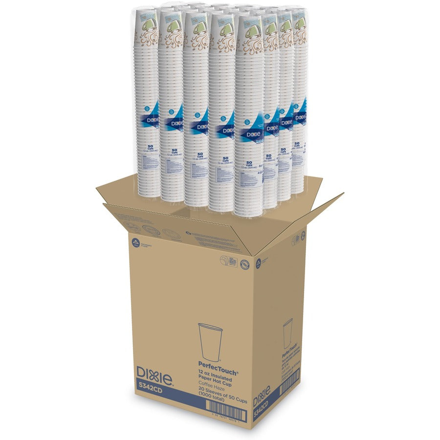 Dixie PerfecTouch 12 oz Insulated Paper Hot Coffee Cups by GP Pro