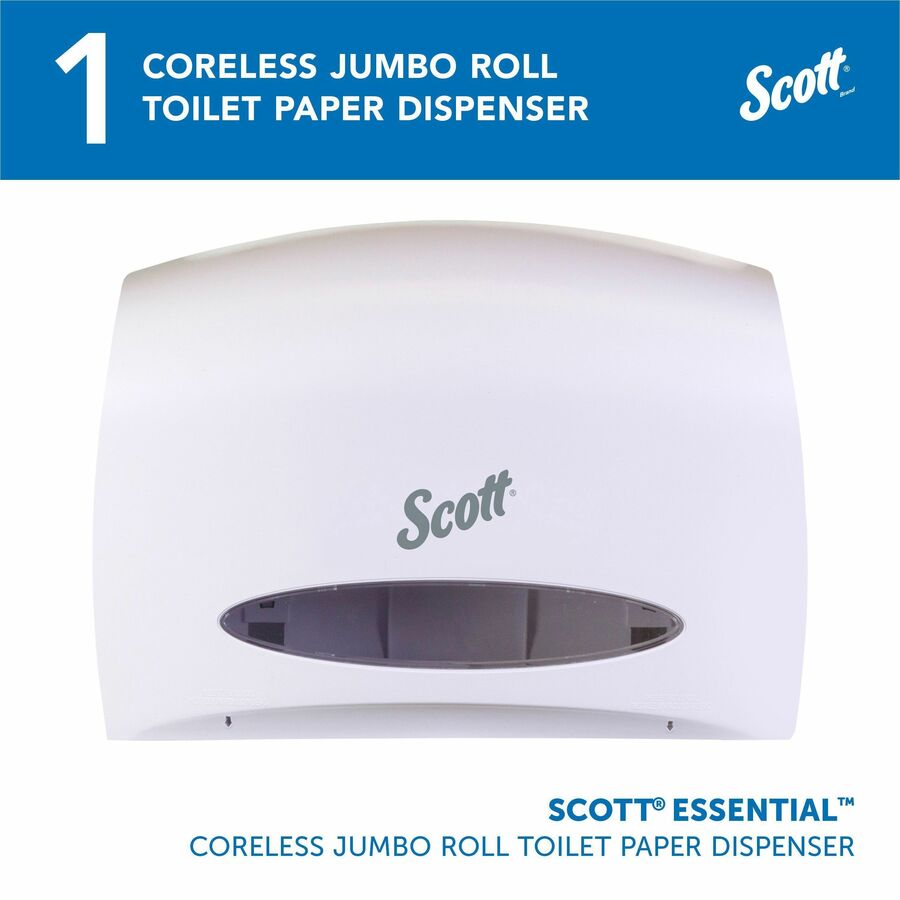Scott Essential Coreless Jumbo Roll Toilet Paper Dispenser, White, 9.8" x 14.3" x 6", 1 Carton