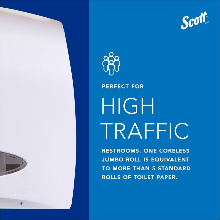 Scott Essential Coreless Jumbo Roll Toilet Paper Dispenser, White, 9.8" x 14.3" x 6", 1 Carton
