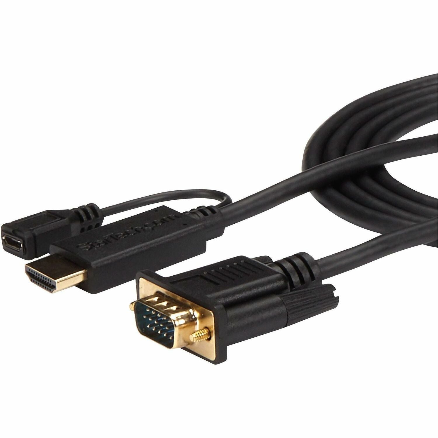 StarTech.com 3 ft HDMI to VGA Video Cable Adapter, HDMI Male/Micro USB Female to VGA Male, Black, 1 Each