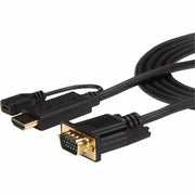 StarTech.com 3 ft HDMI to VGA Video Cable Adapter, HDMI Male/Micro USB Female to VGA Male, Black, 1 Each