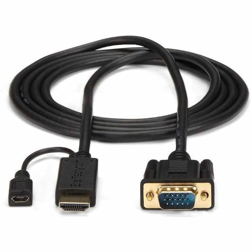 StarTech.com 6 ft HDMI to VGA Video Cable Adapter, HDMI Male & Micro USB Female to VGA Male, Black, 1 Each