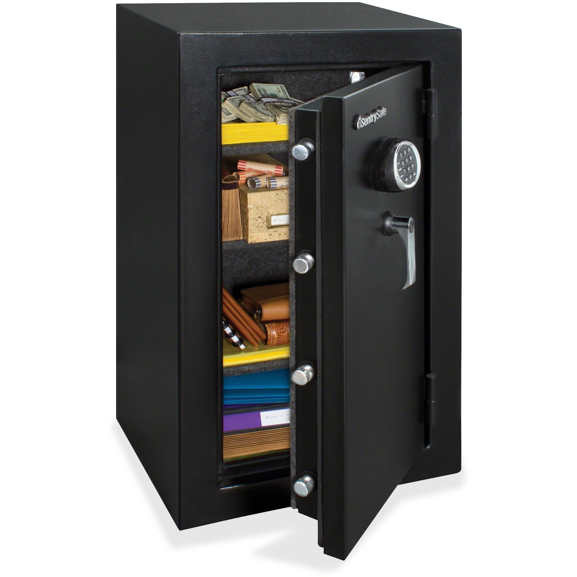 4.70 ft³ - Programmable, Electronic, Combination Lock - Water Resistant, Fire Resistant - Internal Size 35.72" Height x 19.37" Width x 11.73" Depth - Overall Size 37.7" Height x 21.7" Width x 19" Depth