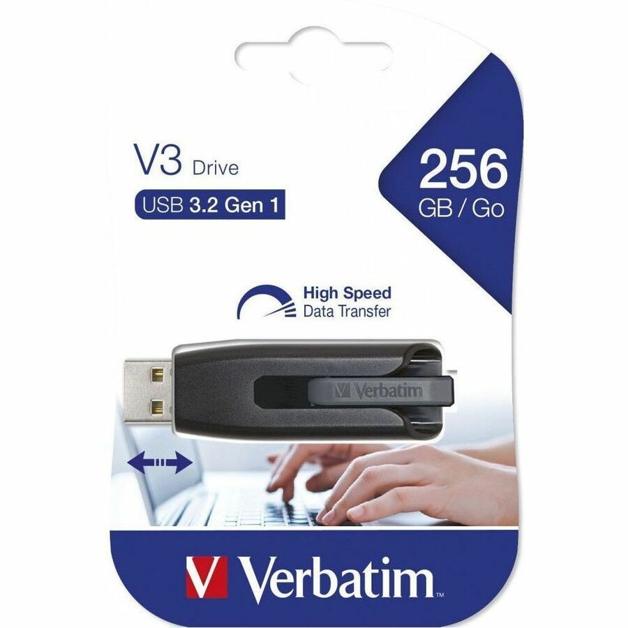 256 GB - USB 3.2 (Gen 1) Type A - 120 MB/s Read Speed - 25 MB/s Write Speed - Gray - Lifetime Warranty - 1 Each - TAA Compliant