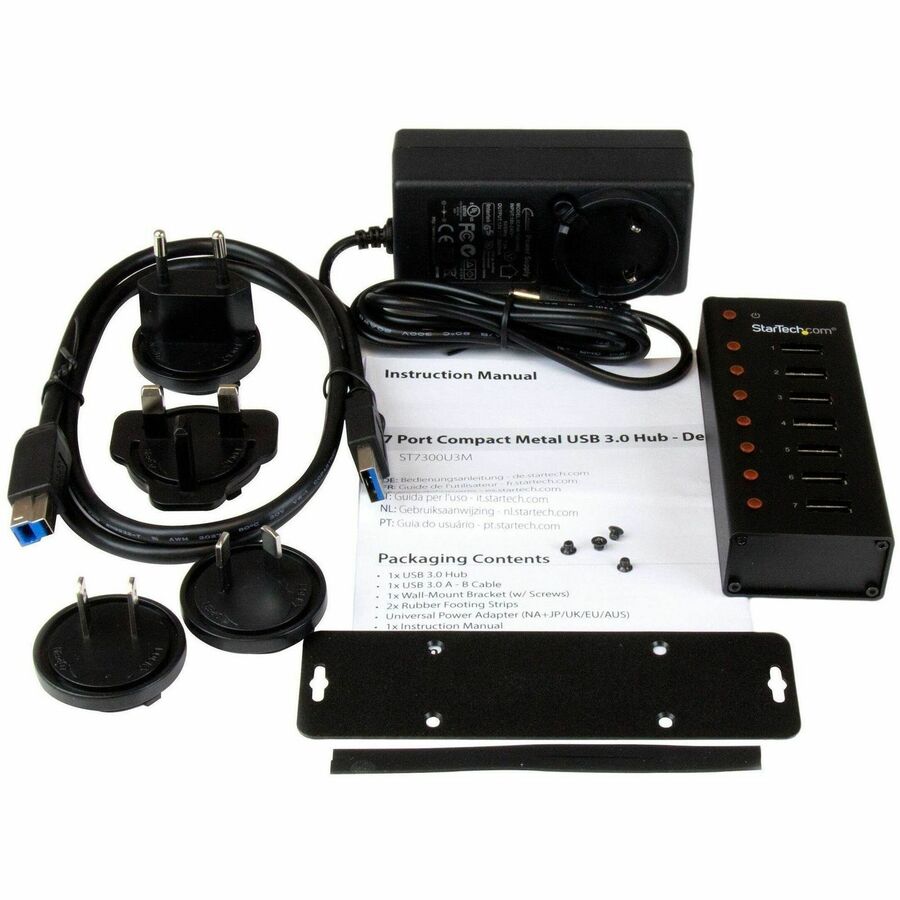 StarTech.com 7 Port USB 3.0 Hub - Desktop or Wall-mountable Metal Enclosure