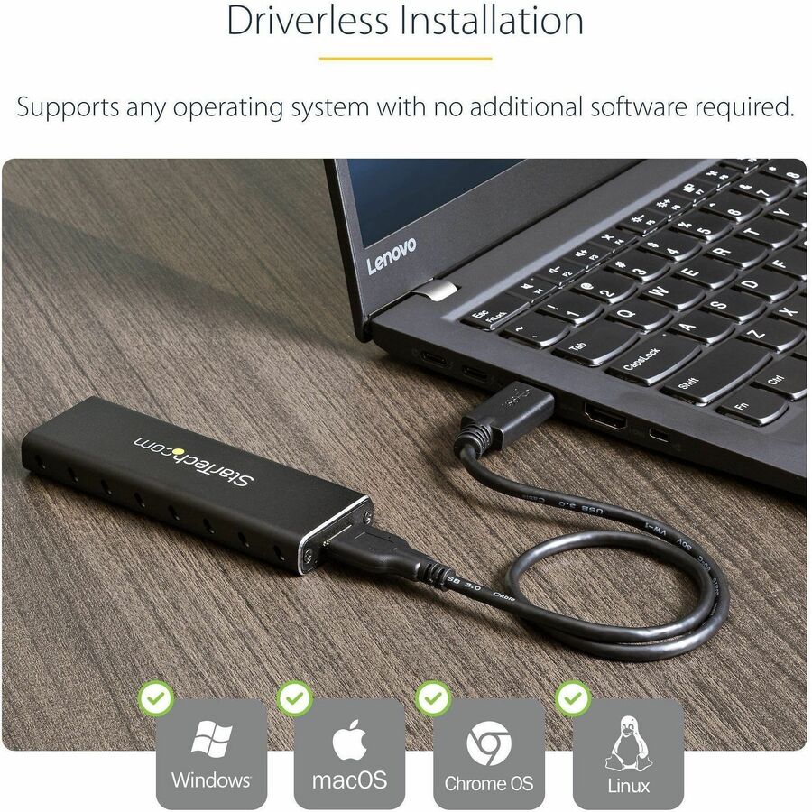StarTech.com Drive Enclosure SATA/600, M.2 - USB 3.0 Micro-B Host Interface - UASP Support External - Black - TAA Compliant