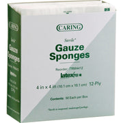 Medline Sterile Gauze Sponges, 12 Ply, 4" x 4", White, Cotton Mesh Woven, 50/Box, 24 Carton