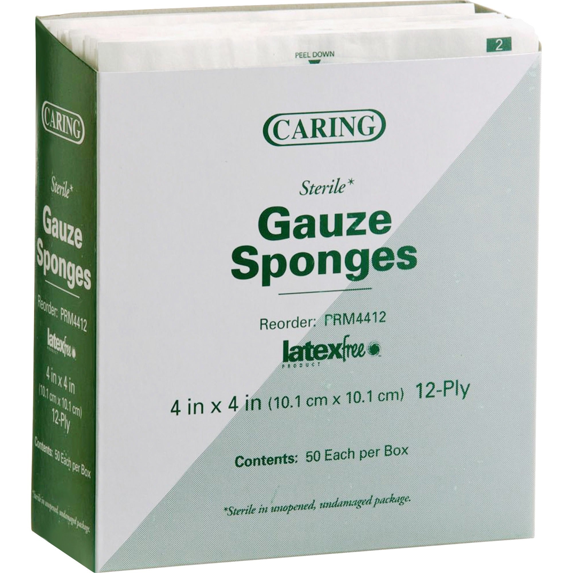 Medline Sterile Gauze Sponges, 12 Ply, 4" x 4", White, Cotton Mesh Woven, 50/Box, 24 Carton