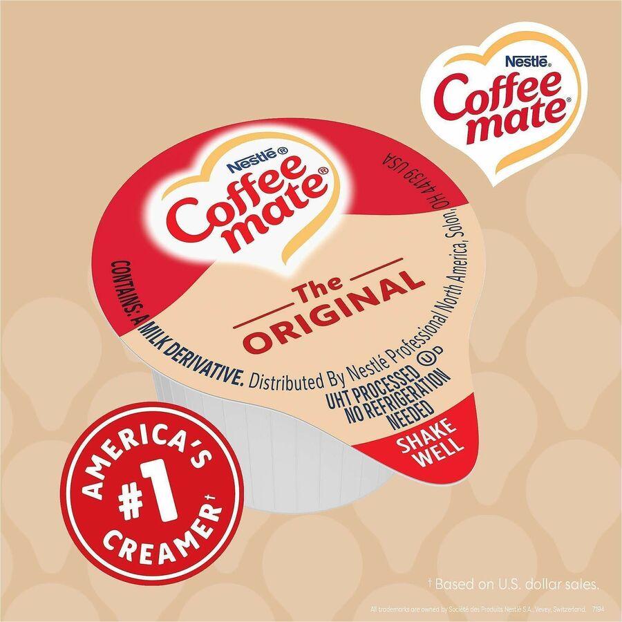 Coffee mate Original Nondairy Liquid Creamer Singles, Original Flavor, 0.38 fl oz (11 mL), 180 Cups per Carton