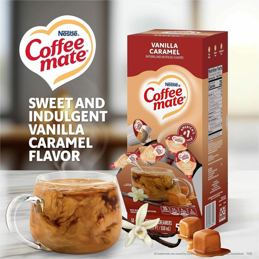 Coffee mate Vanilla Caramel Nondairy Liquid Creamer Singles, 0.38 fl oz (11 mL), 50 Count Box