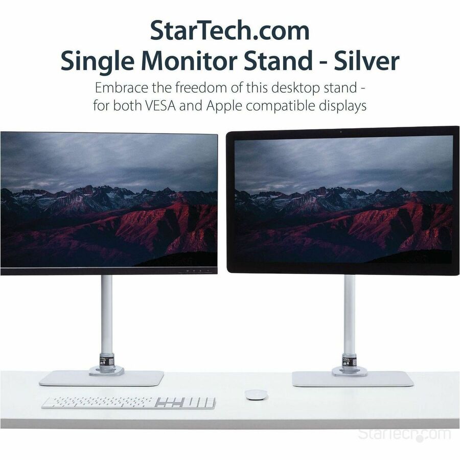 StarTech.com Single Monitor Stand - Adjustable - Steel - Silver