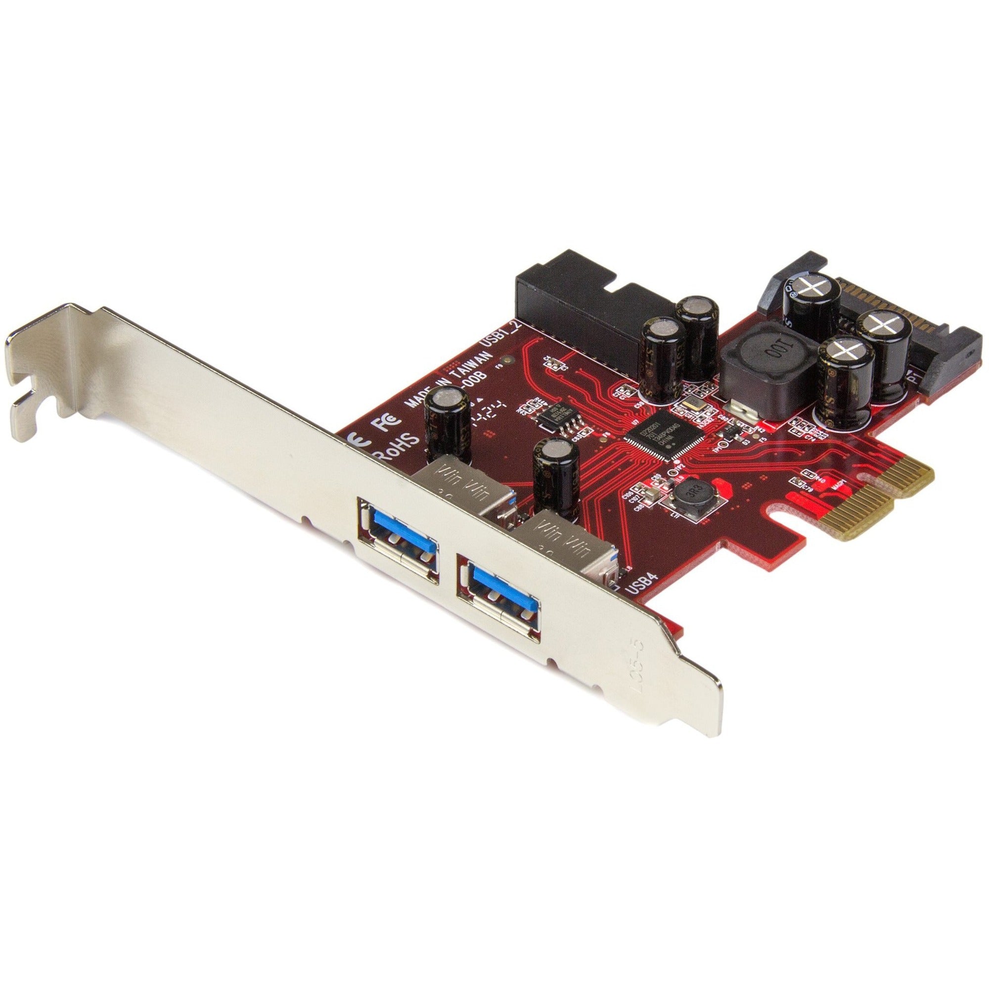 StarTech.com 4-port PCI Express USB 3.0 Card - 2 External, 2 Internal - SATA Power