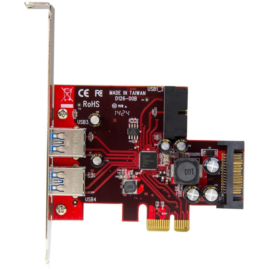 StarTech.com 4-port PCI Express USB 3.0 Card - 2 External, 2 Internal - SATA Power