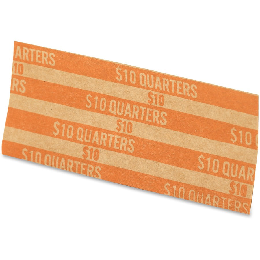 PAP-R Flat Coin Wrappers - Total $10 in 40 Coins of 25¢ Denomination - Heavy Duty - Paper - Kraft - 1000 / Box
