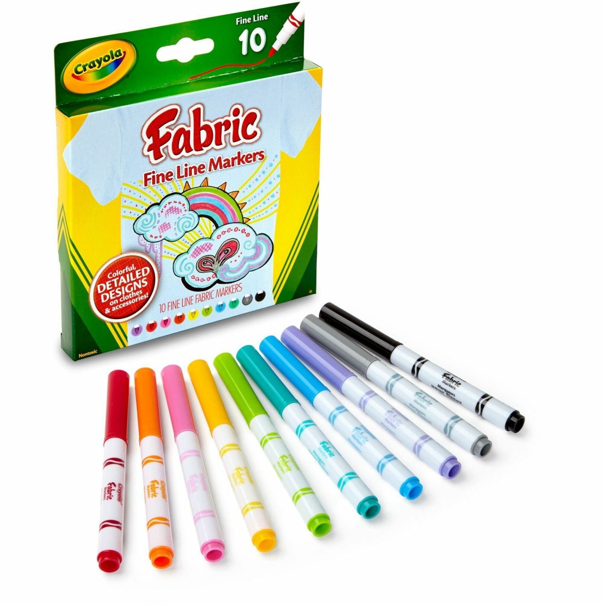 Fine Marker Point - Washable - Black, Blue, Brown, White, Gray, Lime, Pink, Red, Teal, Yellow Ink - 10 / Set