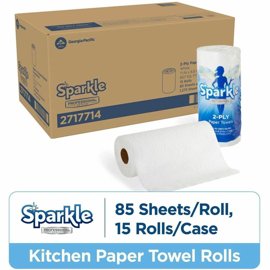 2 Ply - 8.80" Width x 11" Length - 85 Sheets/Roll - White - 15 / Carton