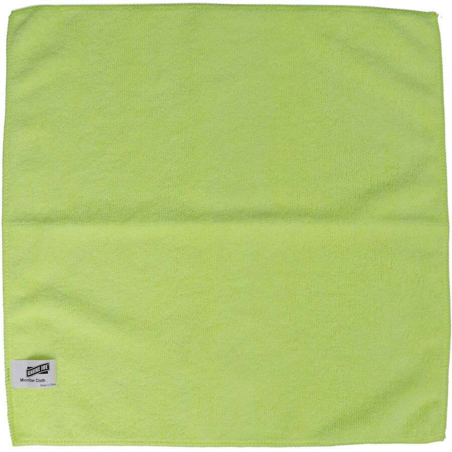 Genuine Joe General-purpose Microfiber Cloth - For General Purpose - Cloth - 16" Length x 16" Width - Durable - Yellow - 12 / Bag