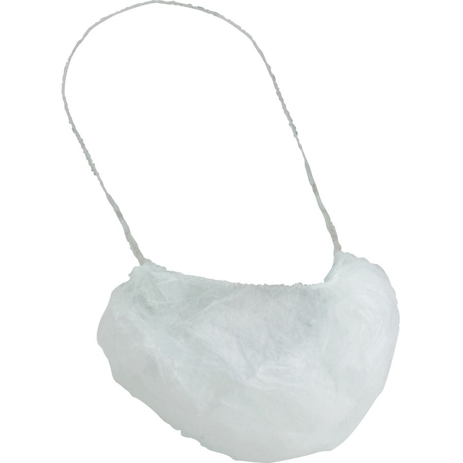 Genuine Joe Beard Cap - White - Comfortable, Breathable - 100 / Bag