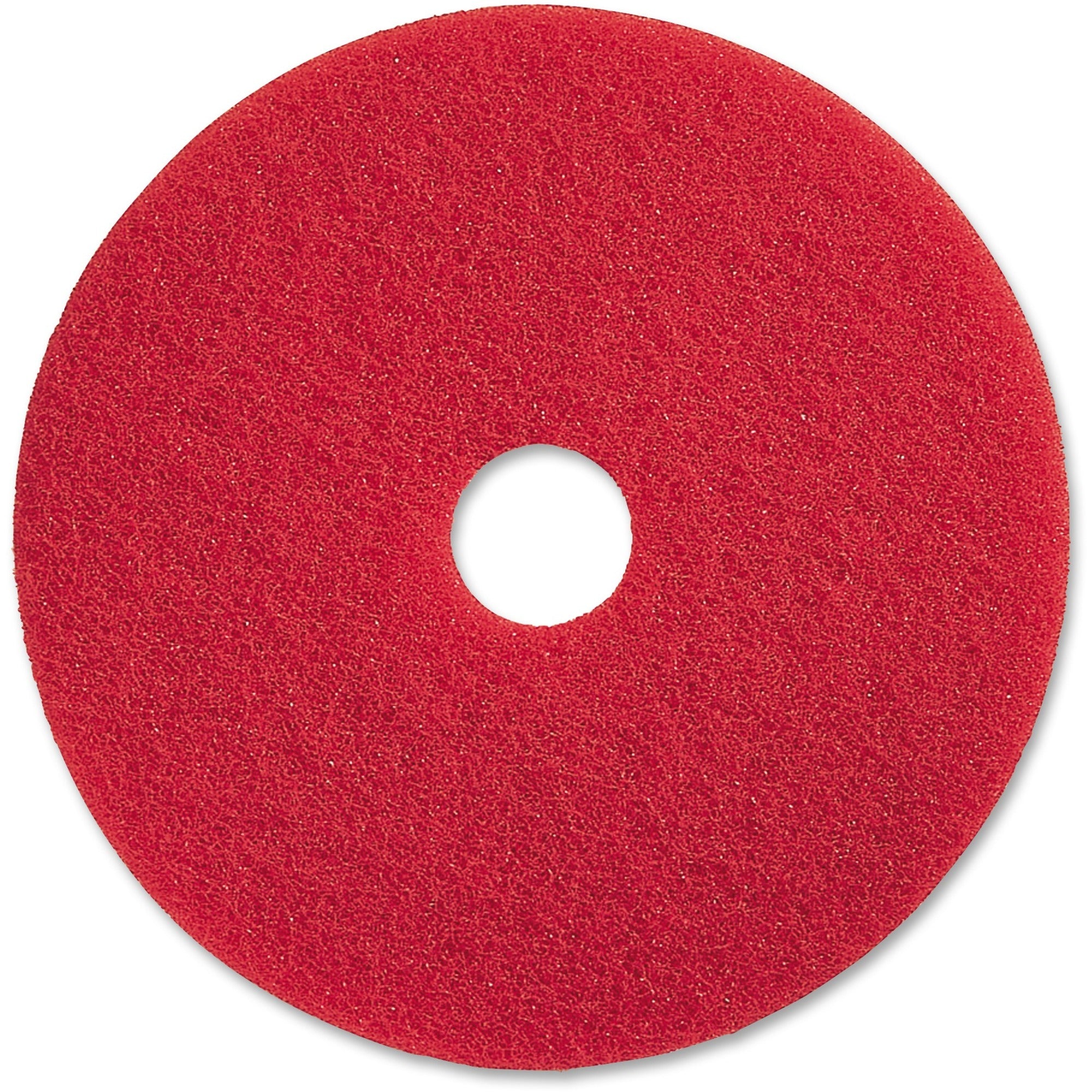 Genuine Joe Red Buffing Floor Pad - 13" Diameter x 1" Thickness - Buffing, Scrubbing, Floor - 175 rpm to 350 rpm Speed Supported - Flexible, Resilient, Dirt Remover, Rotate - Fiber - Red - 5 / Carton