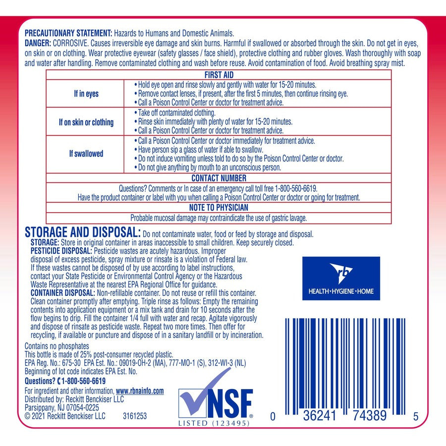 Professional Lysol No Rinse Sanitizer - Concentrate - 128 fl oz (4 quart) - Disinfectant, Anti-bacterial - 1 Each