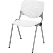 KFI 2300 Series Stack Chair, White Polypropylene Seat and Back, Silver Powder Coated Tubular Steel Frame, Four-Legged Base, 1 Each