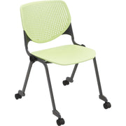 KFI 2300 Series Stack Chair, Lime Green Polypropylene Seat and Back, Silver Powder Coated Tubular Steel Frame, Four-Legged Base with Casters, 1 Each