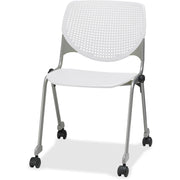 KFI 2300 Series Stack Chair, White Polypropylene Seat and Back, Silver Powder Coated Tubular Steel Frame, Four-Legged Base, 1 Each